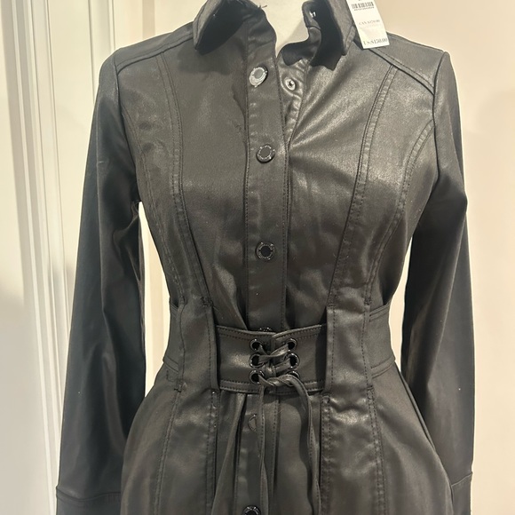 WHBM Brand New Black Vegan Leather Dress size 2P - Picture 2 of 7